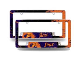 Rico Industries - Phoenix Suns Chrome Metal (Set of 2) License Plate Frames with Bold Tie Dye Design - Multi