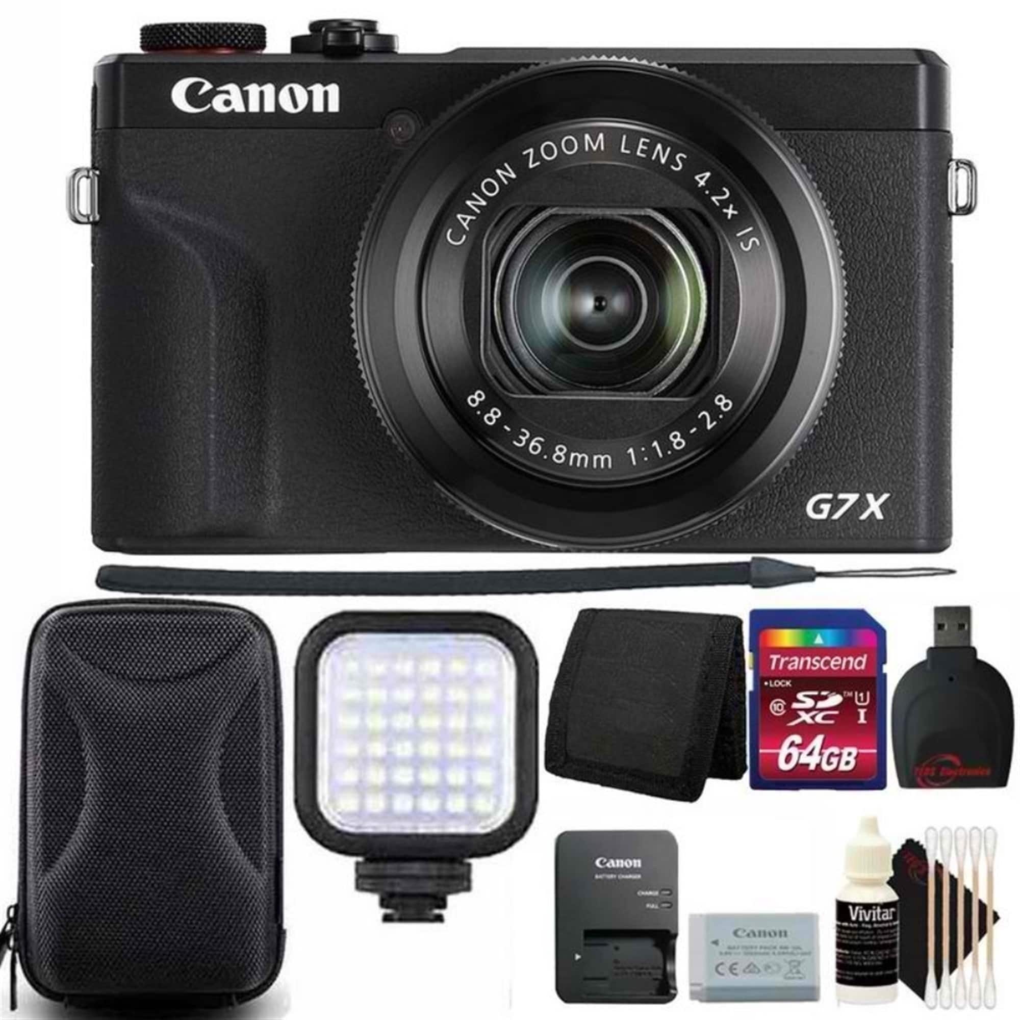 Canon - PowerShot G7 X Mark III Digital Camera, 64GB Memory Card, Wallet, Reader, LED Light, Case, 3pc Cleaning Kit - Black