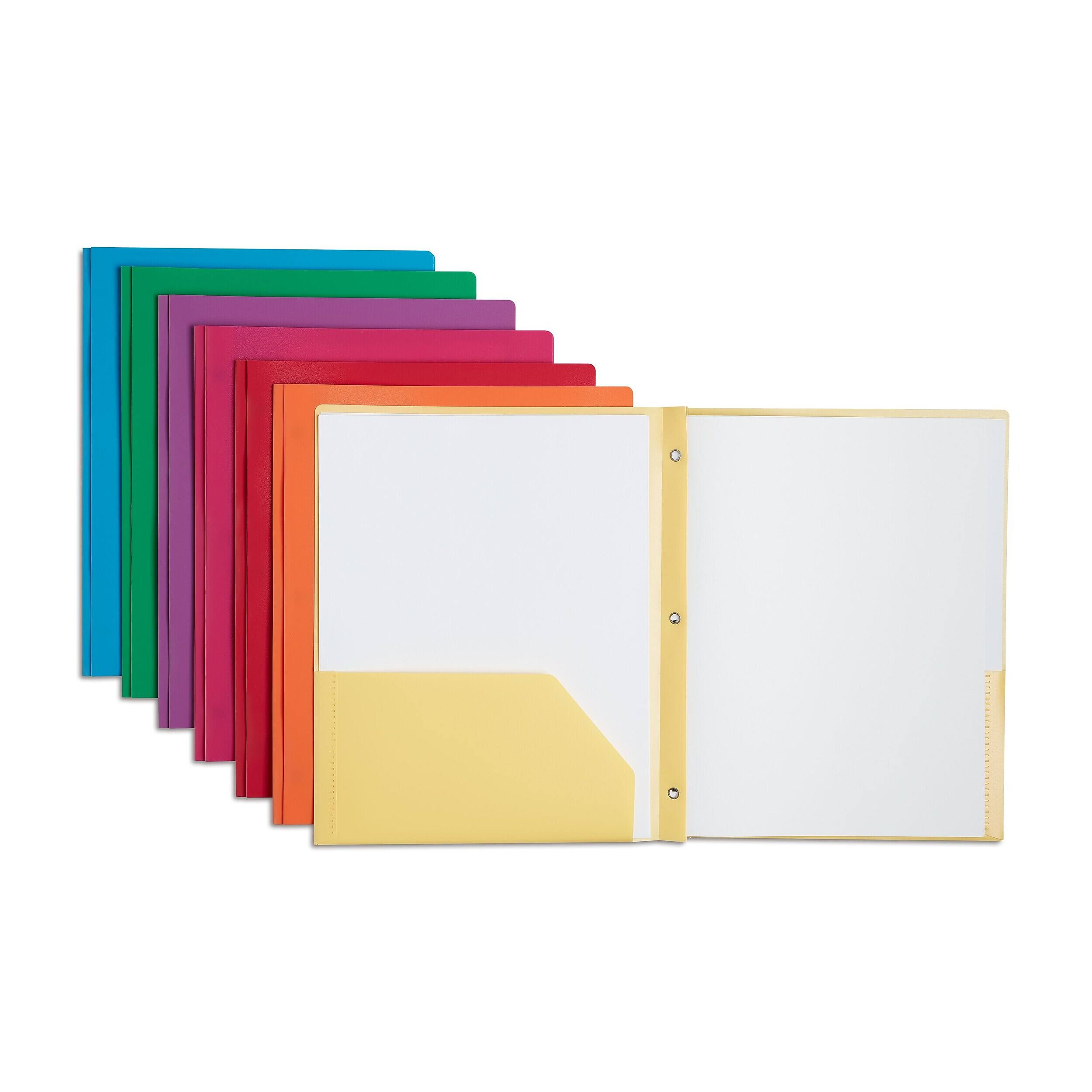 Staples - 2-Pocket Plastic Presentation Folder with Fasteners - Color chosen at random