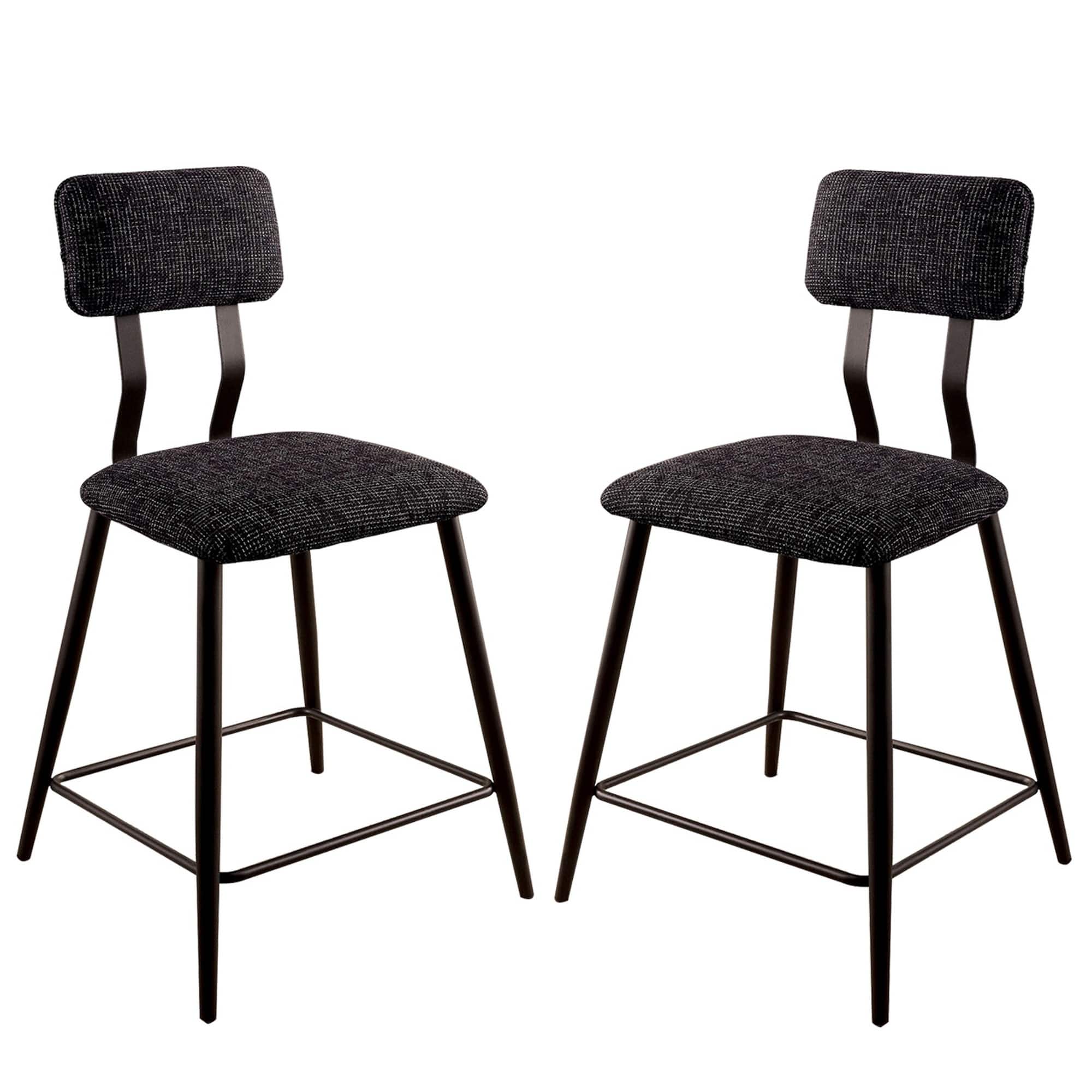 Manhattan Lane - Fabric Counter Height Chairs with Angled Metal Legs, Set of 2 - Black