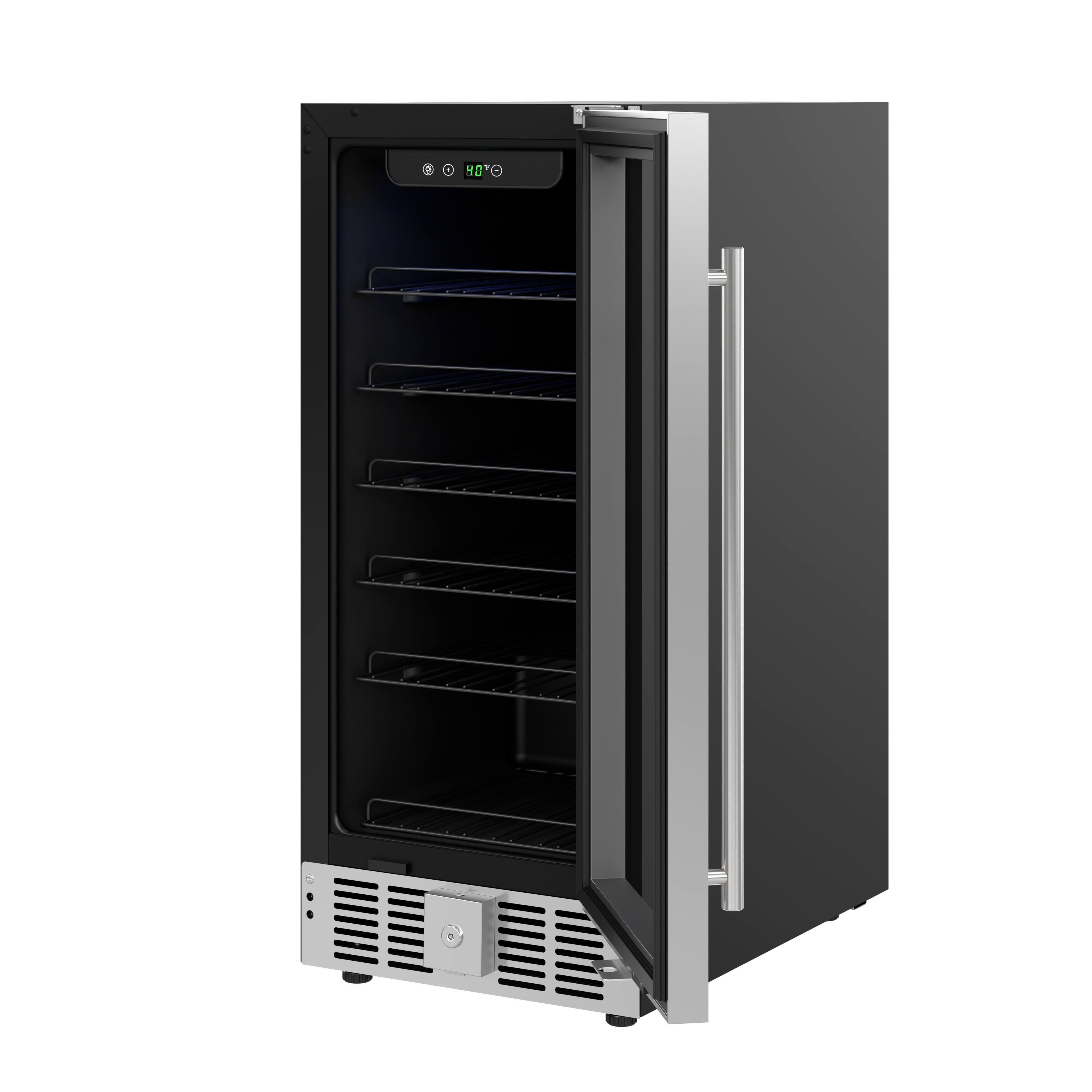 Alt View 5. Koolmore - 15 in. Small Stainless Steel, Glass-Door Built-In Refrigerator and Beverage Cooler, 3 cu. ft. - KM-BIR3C-GD. - Black and Stainless-Steel.