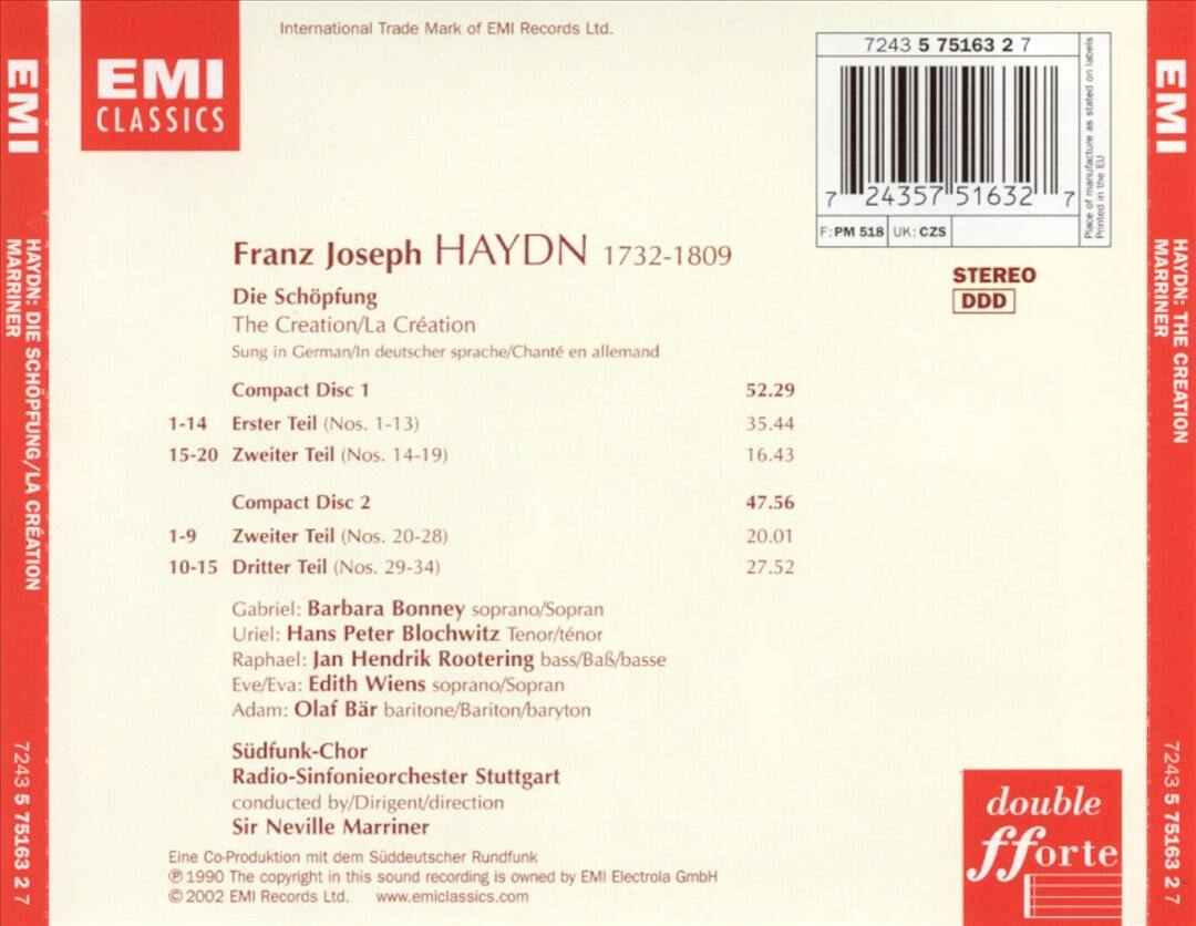 Back. Haydn: Die Schöpfung [CD].
