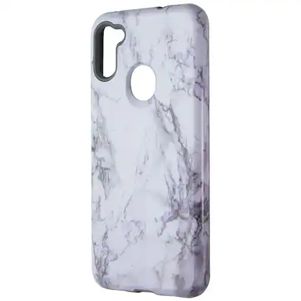 Front. Mybat - MyBat Fuse Hybrid Series Dual-Layer Case for Samsung Galaxy A11 - White Marble - Purple.
