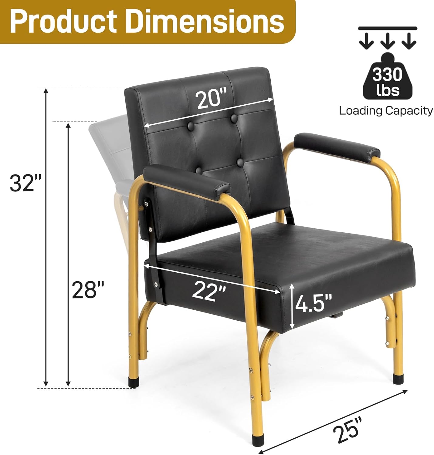 Product Dimensions: 20" x 32" x 28" x 22" x 4.5" x 25"  
Loading Capacity: 330 lbs
