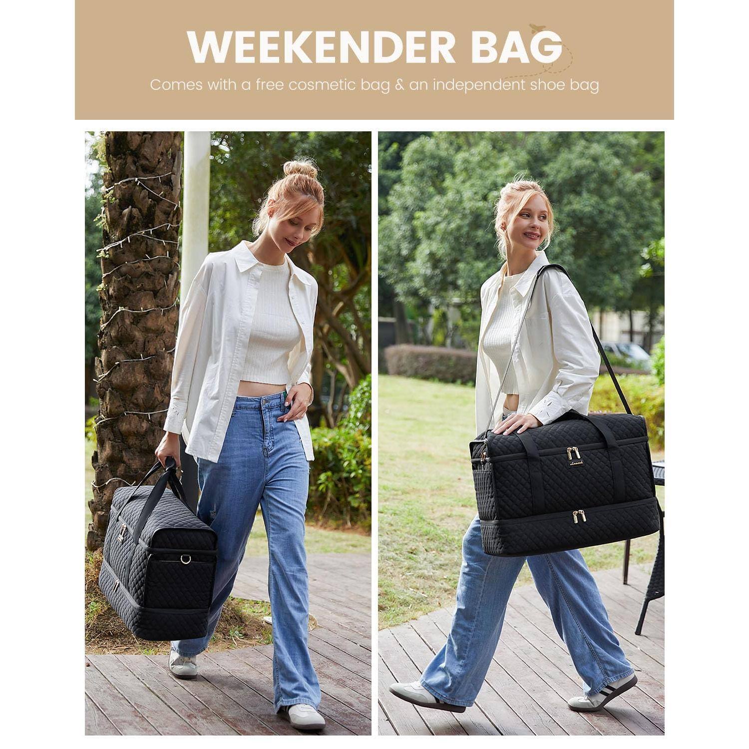 WEEKENDER BAG  
Comes with a free cosmetic bag & an independent shoe bag