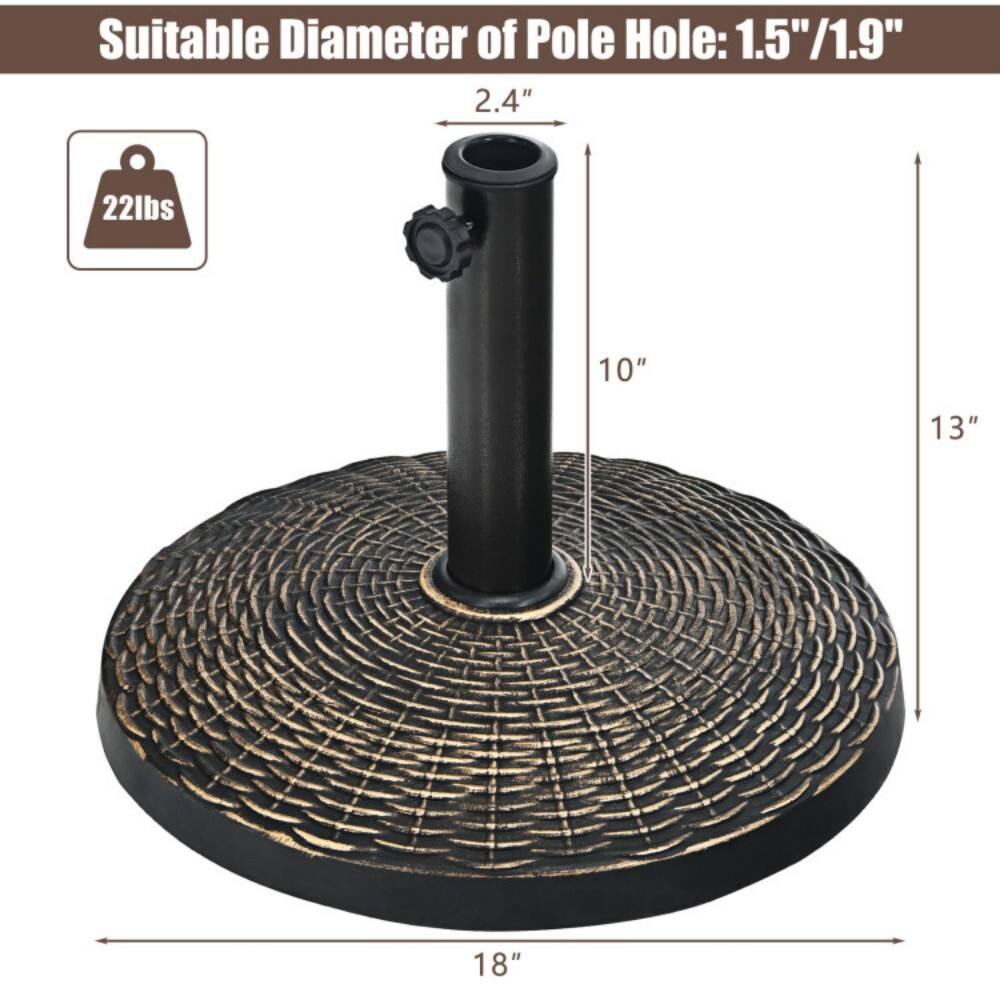Suitable Diameter of Pole Hole: 1.5"/1.9"  
2.4"  
22lbs  
10"  
13"  
18"