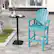 Angle. Costway - Outdoor HDPE Bar Height Stool Patio Tall Chair Armrest Footrest All Weather - Turquoise.