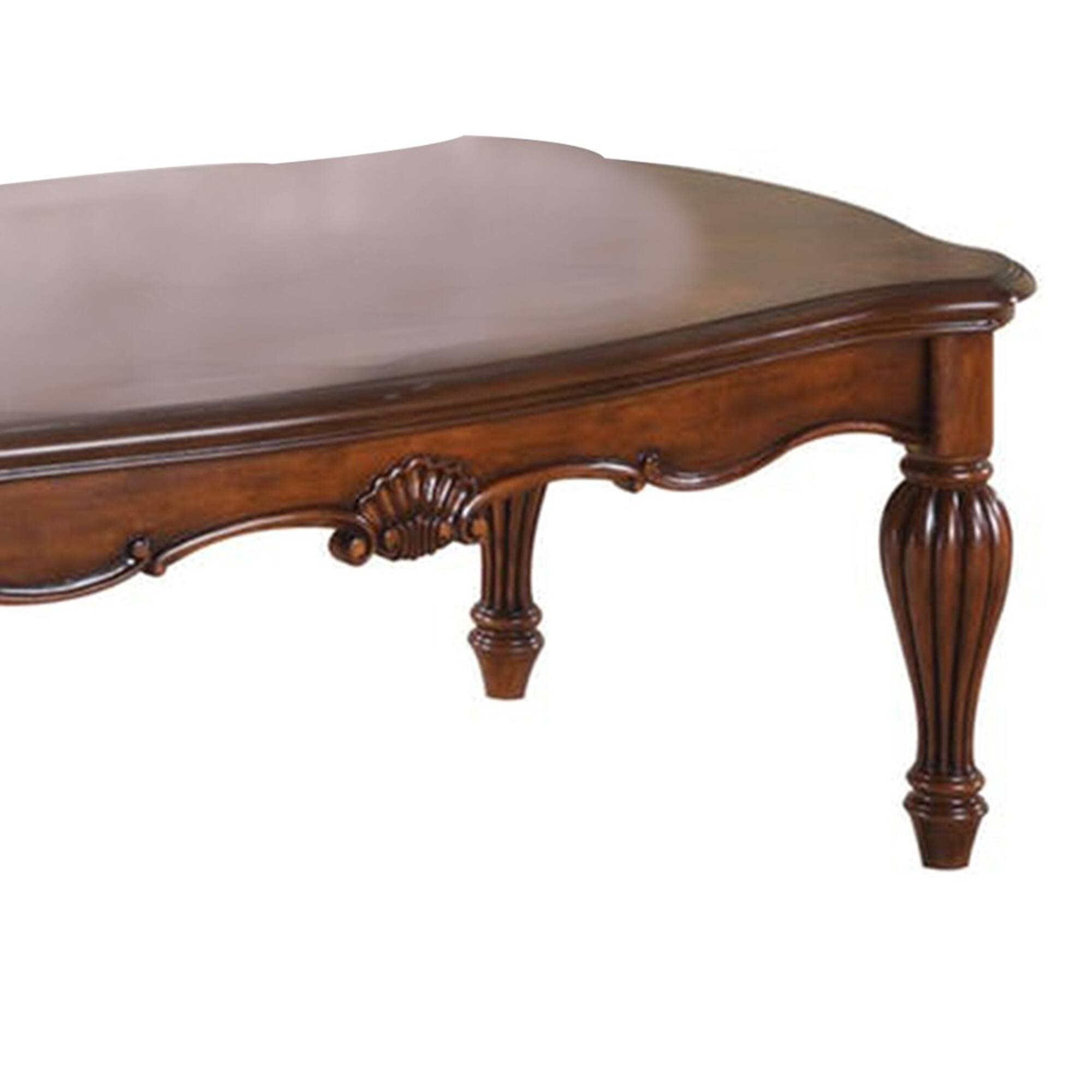Alt View 1. Manhattan Lane - Vintage Rectangular Wooden Coffee Table with Fluted Legs - Brown.