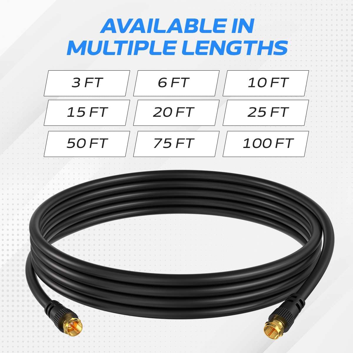 Cables Direct Online RG6 Coaxial Dual Shield Cable 25ft with Gold