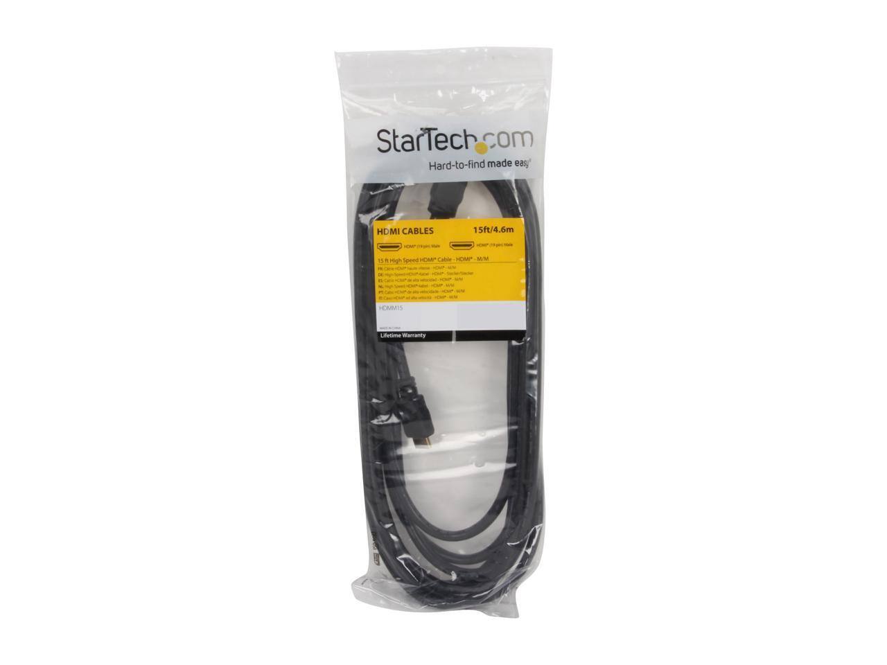StarTech.com  
Hard-to-find made easy  
HDMI CABLES  
15ft/4.6m  
15 ft High Speed HDMI Cable - HDMI/M/M  
Lifetime Warranty