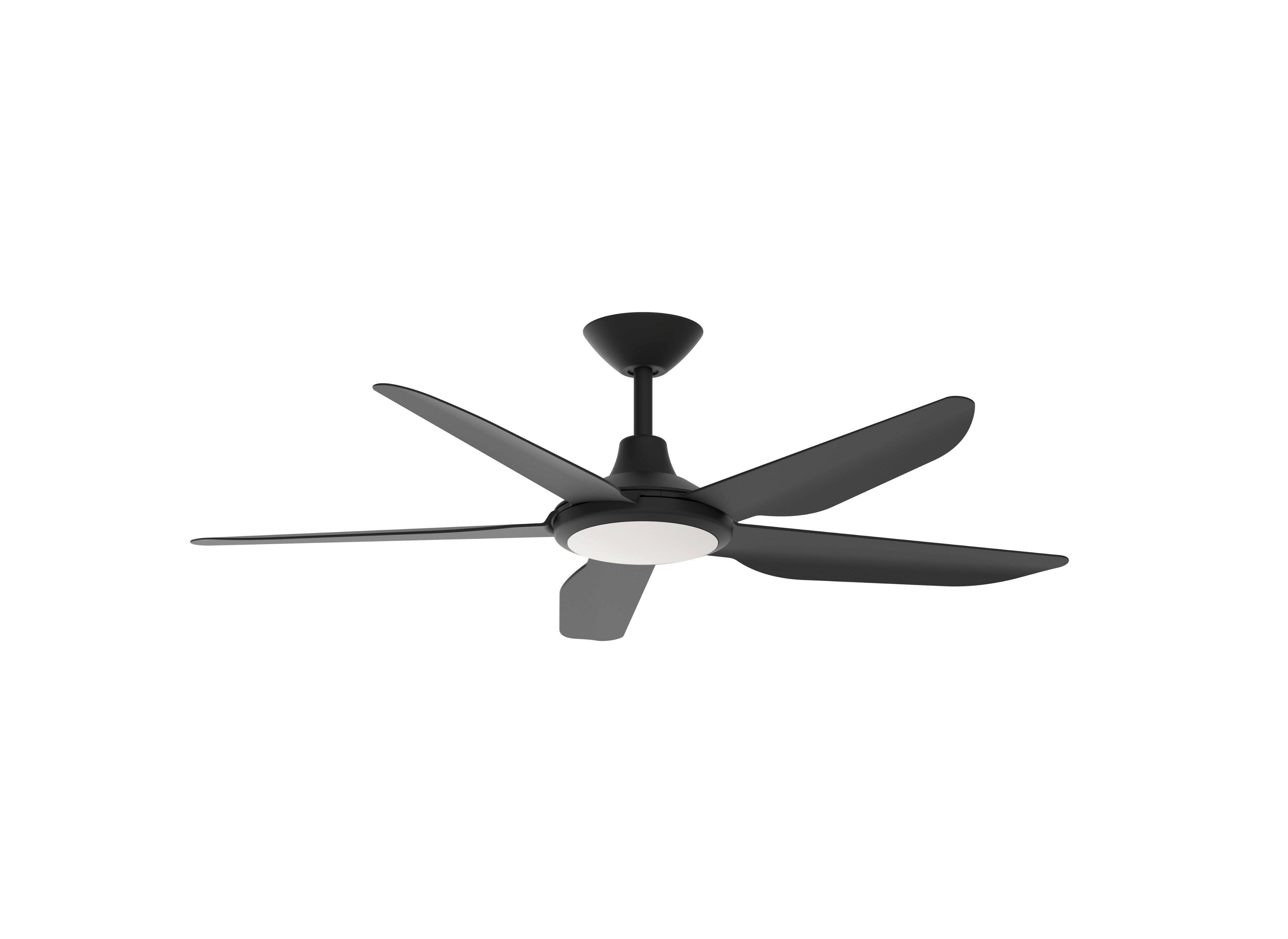 Alt View 4. ENLIGHT - 52" Smart DC Ceiling Fan, CCT & Dimmable Light, Efficient & Quiet DC Motor, Reverse Mode, Matter, 5-Blade, Damp Rated - Matte Black.