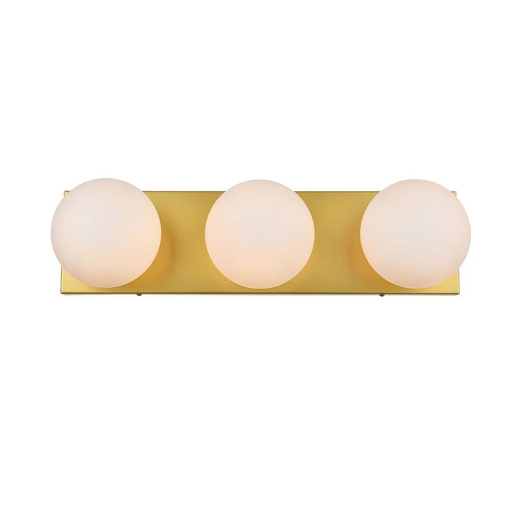 Front. Living District - Jaylin 3-Light Iron and Glass Bath Sconce - Brass.