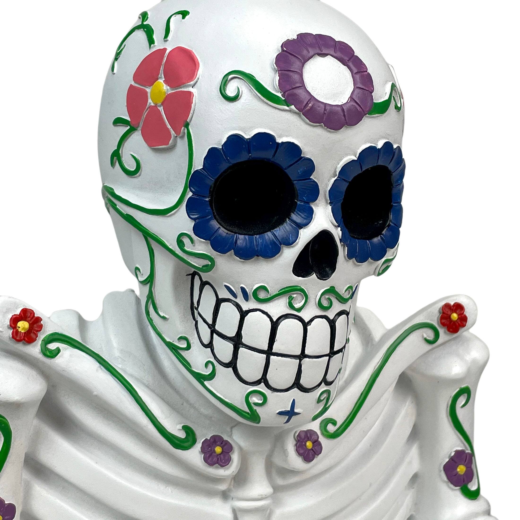Alt View 6. Zeckos - Smelly Skelly White Day of the Dead Sugar Skull Toilet Tissue Holder - White.