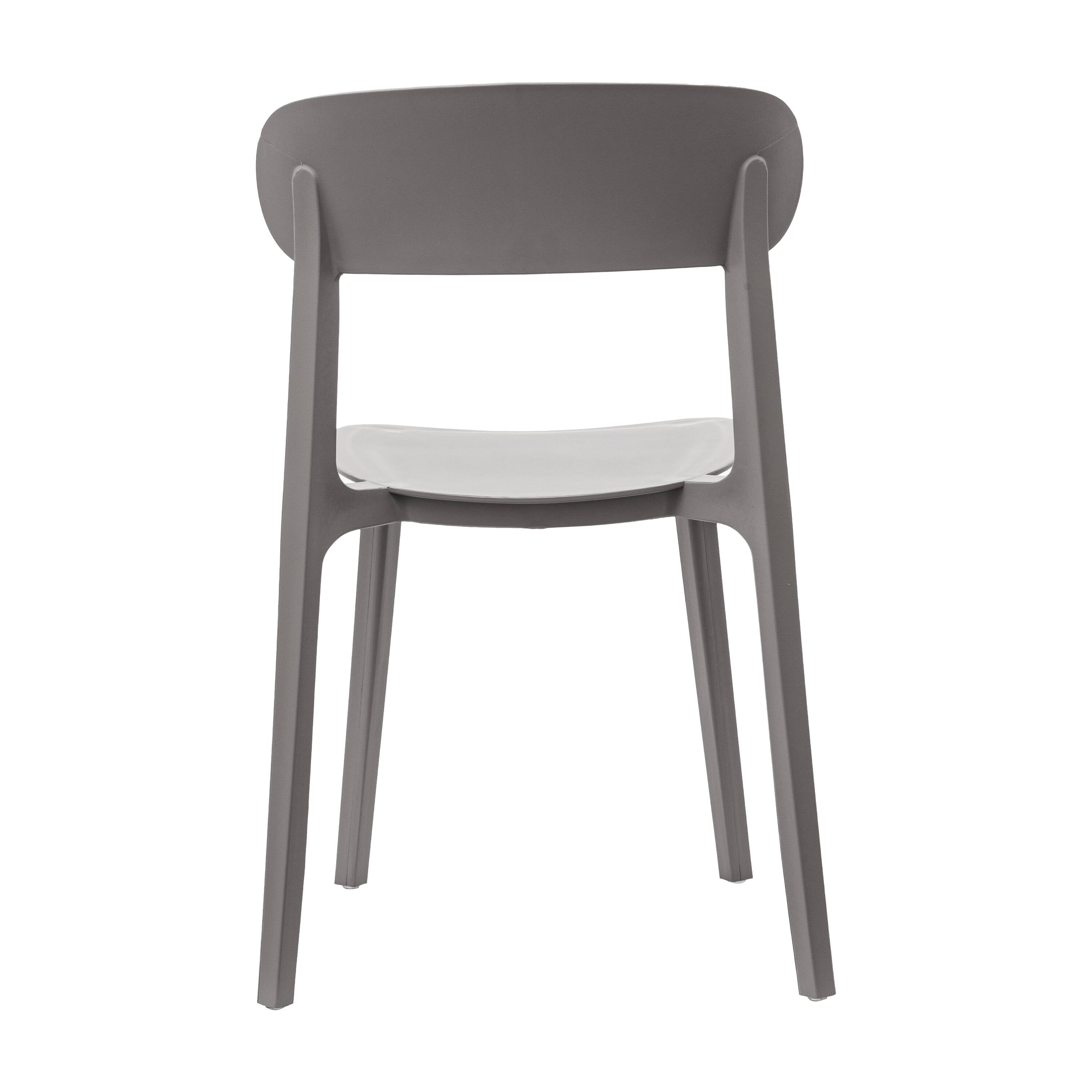 Back. Flash Furniture - Dover Indoor-Outdoor Stacking Patio Chair with Curved Backrest, Commercial All-Weather Resin Chair in Gray - Gray.