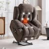 Front. KERDOM - Massage & Lumbar Heating Recliner Chair for Elderly, Oversized Power Lift Single Sofa with Cup Holder & Side Pocket - Brown.