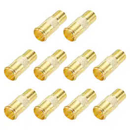 Unique Bargains - 10pcs RG6 Coaxial Connector, F Female to Quick Push On Male, 75 Ohm Plated, 26x10.5mm, for Broadcast, Antenna - Gold