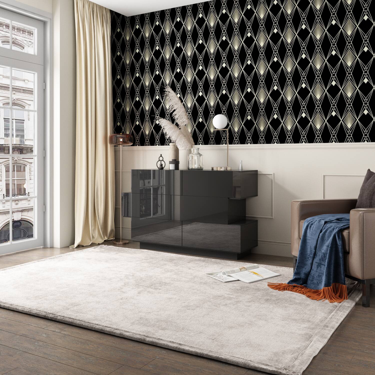 Alt View 10. Famapy - Famapy High - Gloss Storage Cabinet: Elevate Spaces with Sleek Sophistication - Black.