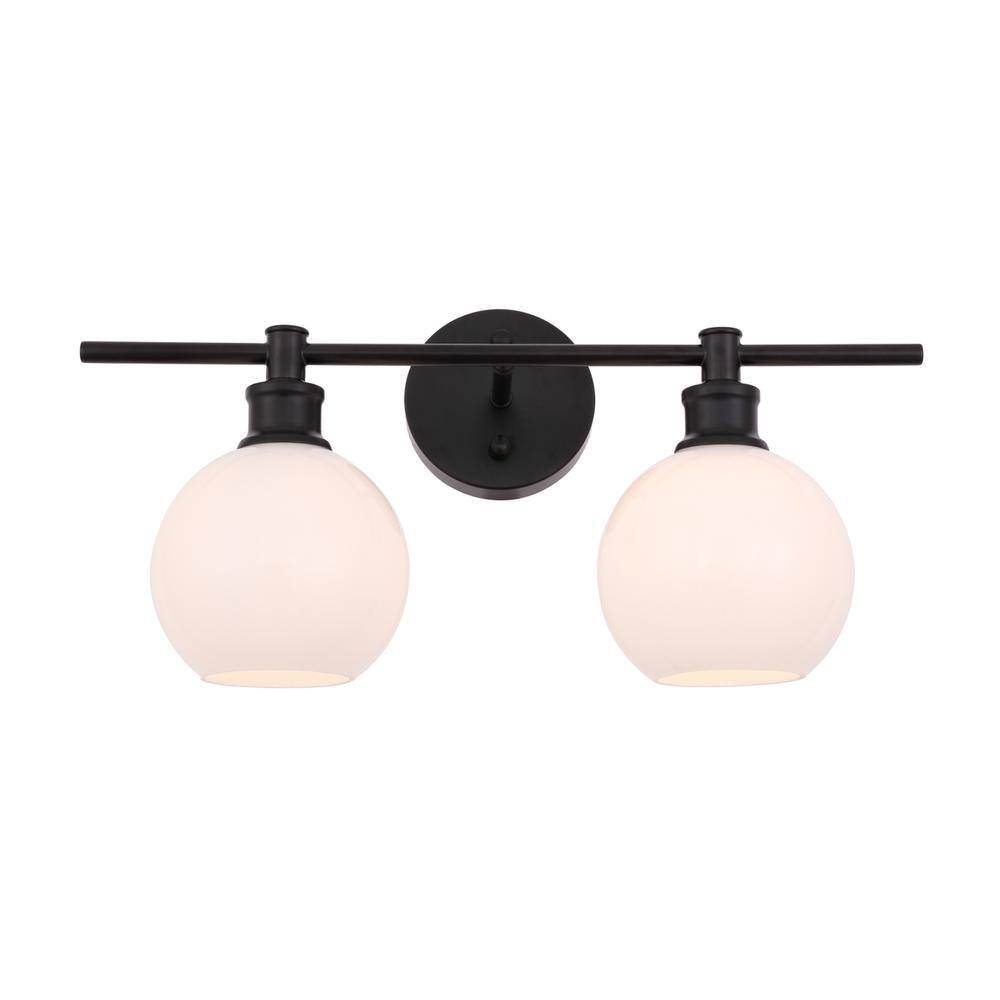 Back. Living District - Collier 2 light Black and Frosted white glass Wall sconce - Black And Frosted White Glass.