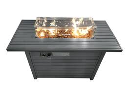 Spaco - 11'' H x 42'' L Steel Propane Outdoor Fire Pit Table with Lid - Gray
