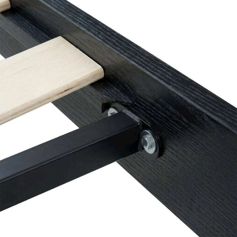 Alt View 2. FurniFact - Solid Wood Platform Bed - Ebony Oak.
