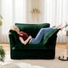 Front. Meqiodas - Slip-Covered Armchair with 1 Big Back Cushion and 2 Big Toss Pillows, Single Deep Seat Comfy Single Couch Sofa - Green.