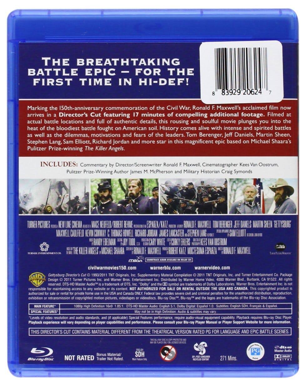 Back. Gettysburg: Director's Cut (Blu-ray Director's Cut) [Blu-ray].