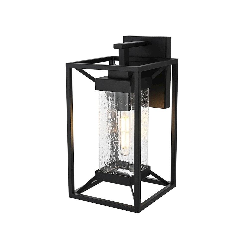 Angle. Elegant Lighting - Willington 7 inch Outdoor Pendant in Black - Black.