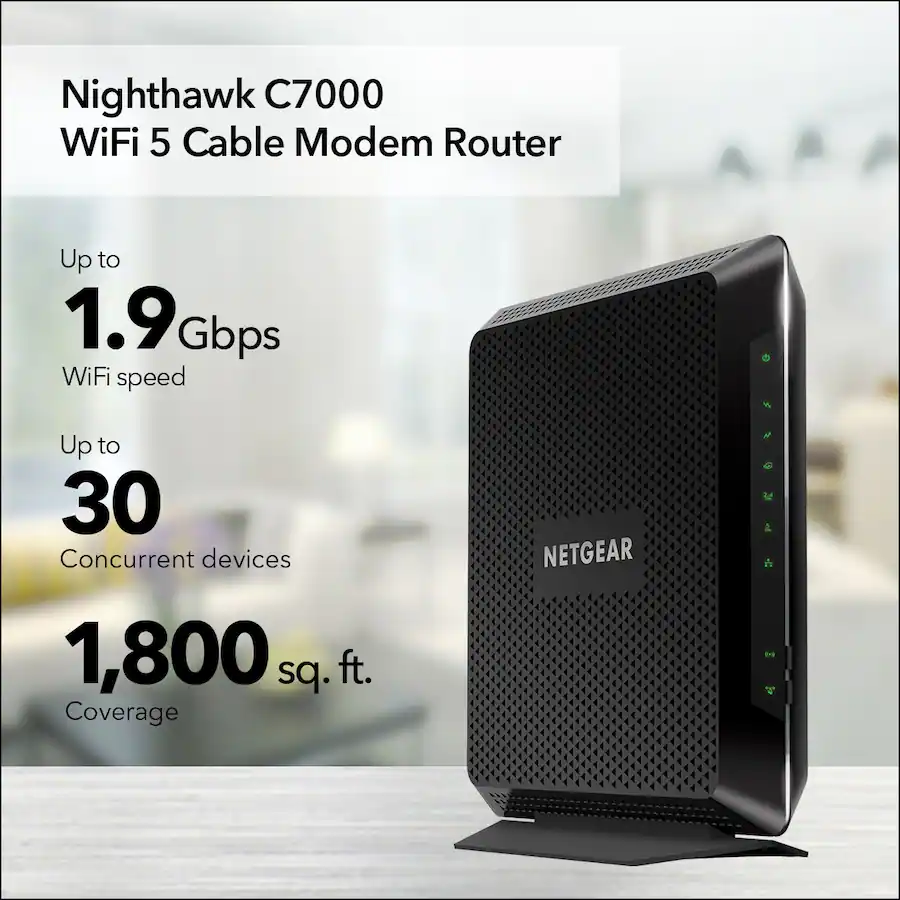 NETGEAR Nighthawk AC1900 Router with DOCSIS 3.0 Cable Modem Black C7000 ...