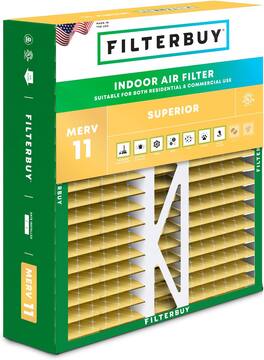 Filterbuy - 20x20x5 MERV 11 Pet & Allergy Defense, Pleated HVAC AC Furnace Air Filters Replacement for Honeywell & Lennox (1-Pack) - Gold