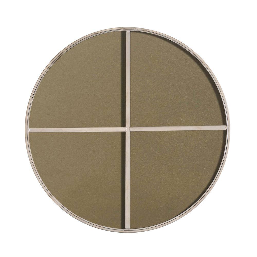 Back. Elegant Decor - Metal frame Round Mirror 36 inch Silver finish - Silver.