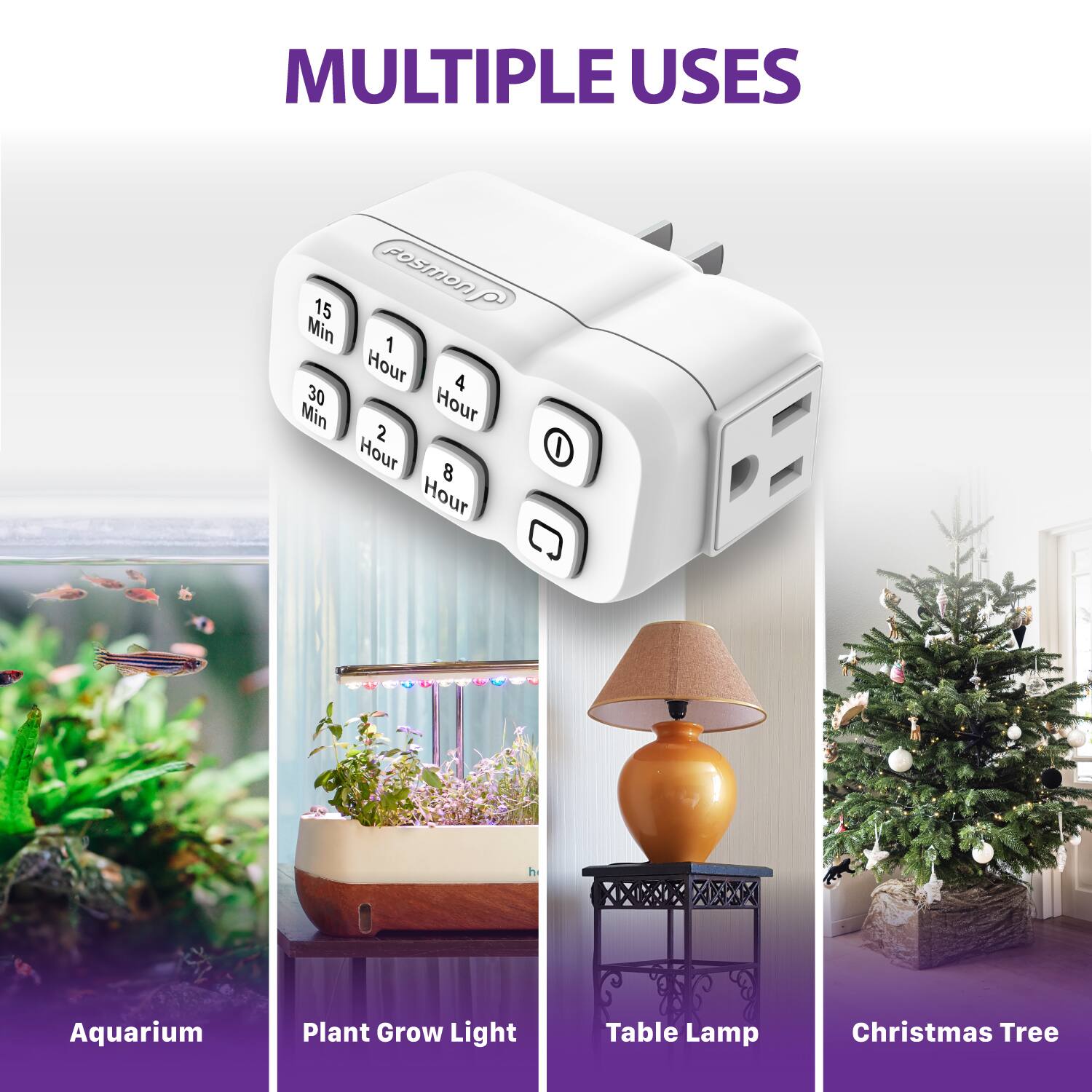 MULTIPLE USES FOSmIOn 15 Min 1 Hour 4 30 Hour Min 2 Hour 8 Hour Aquarium Plant Grow Light Table Lamp Christmas Tree