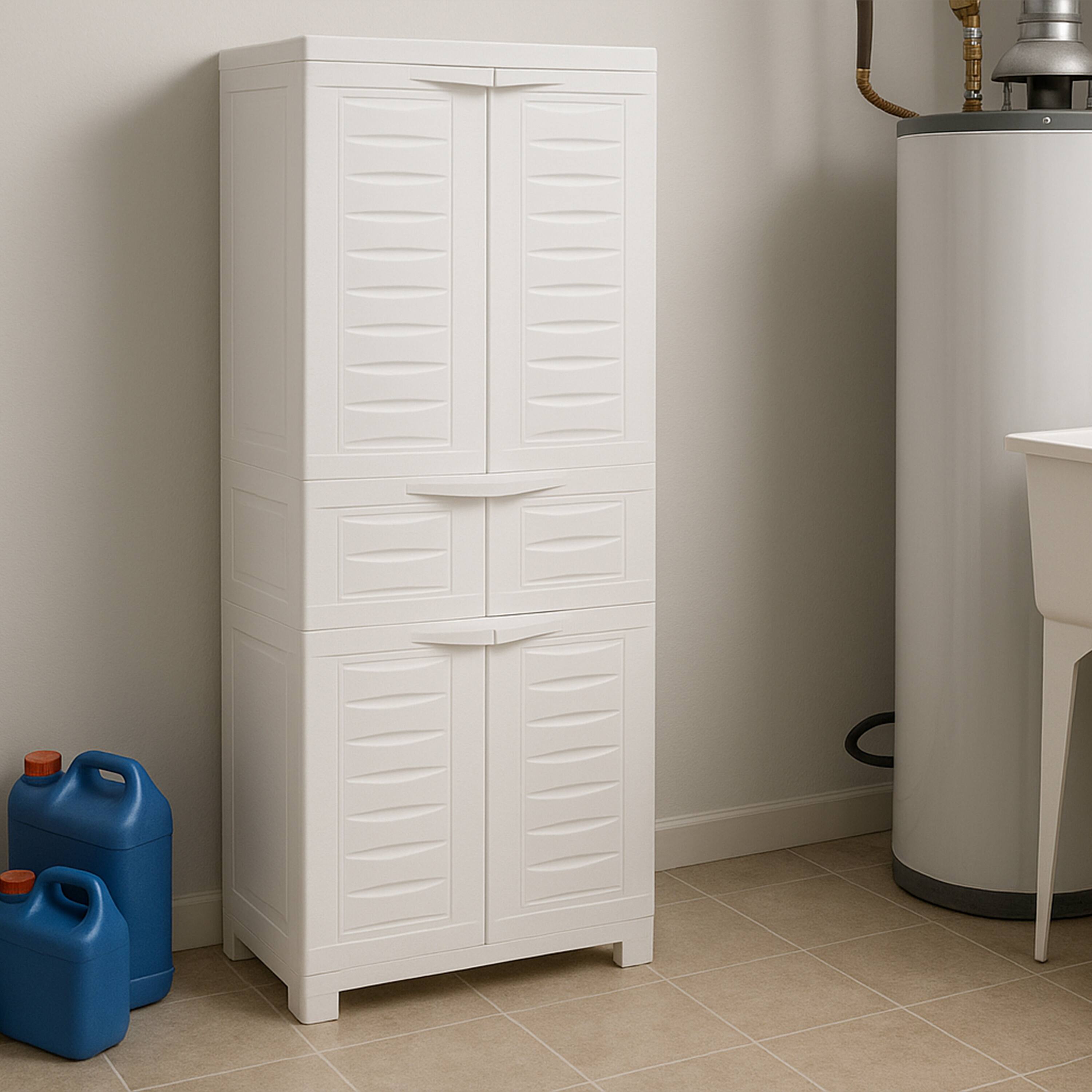Alt View 9. Sunnydaze - Plastic Storage Cabinet with 2 Shelves - 57" - Speckled White.