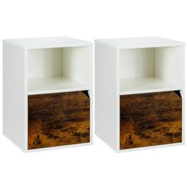 Gymax - Set of 2 Nightstands Side End Table Storage Cabinet Shelf Living Room - White
