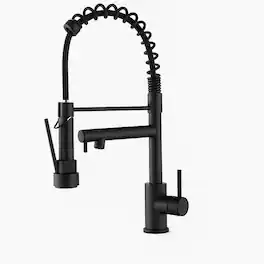 Ropilly - Pull Down Kitchen Faucet Touch On Single Handle Single Hole Spring Neck Faucet - Matte Black