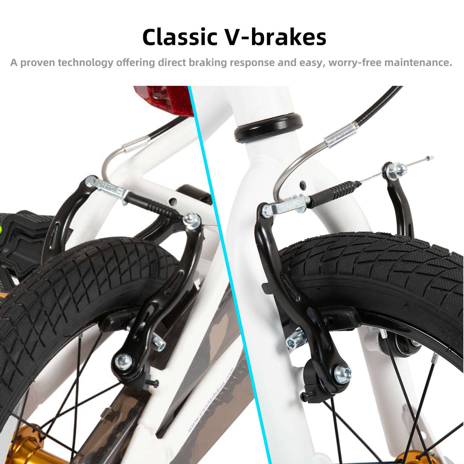 Classic V-brakes

A proven technology offering direct braking response and easy, worry-free maintenance.