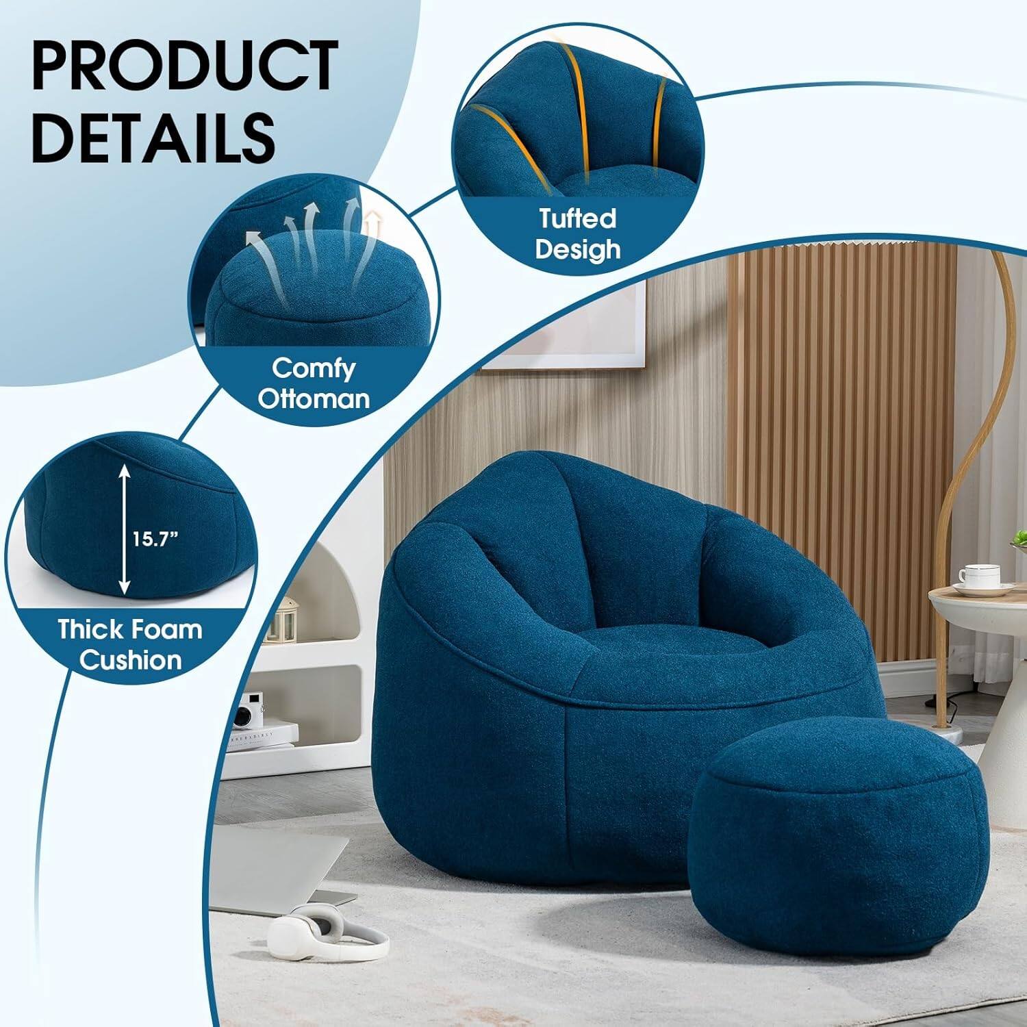 PRODUCT DETAILS

- Comfy Ottoman
- Tufted Design
- Thick Foam Cushion
- 15.7"