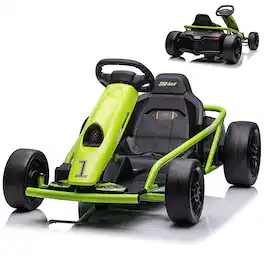 Acekool - 24V Go Kart for Teens & Big Kids, 9Ah Large Battery & Dual 300w Motors - Green