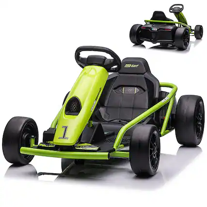 Front. Acekool - 24V Go Kart for Teens & Big Kids, 9Ah Large Battery & Dual 300w Motors - Green.