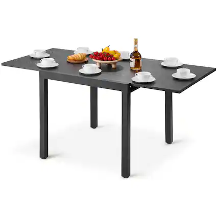 Front. VEVOR - Expandable Outdoor Patio Dining Table, 32–63 inch Rectangular Backyard Bistro Tables for 4-6 - Dark Gray.