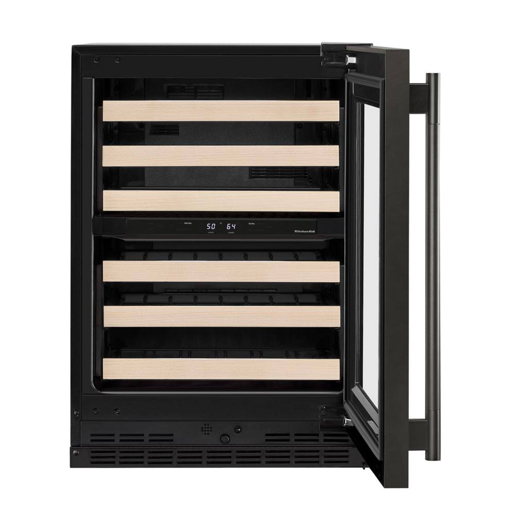 Alt View 2. KitchenAid - 46-Bottle Wine Cellar with Full-Extension Wood-Front Racks - Black Ore.