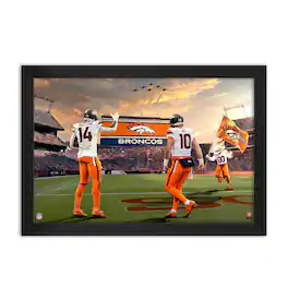 Sporticulture - Bo Nix and Courtland Sutton Framed Two-Player Art Print - Orange