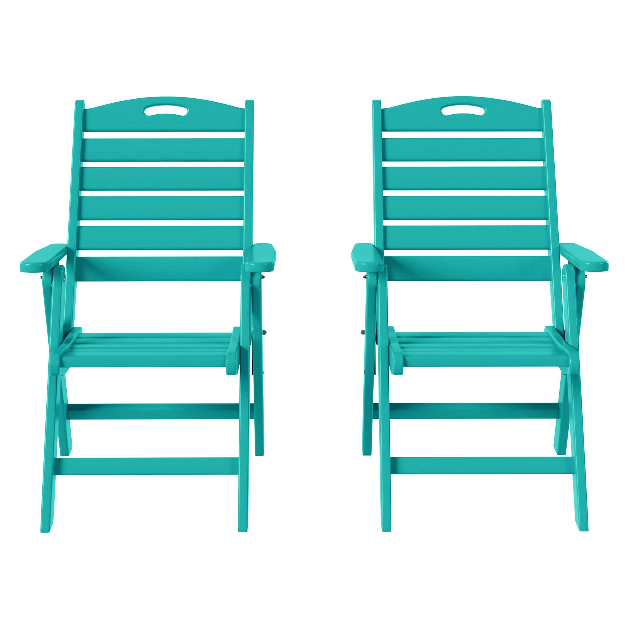 WestinTrends - Azura HDPE Adjustable Highback Folding Outdoor Patio Dining Chairs Set of 2 - Turquoise