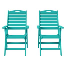 WestinTrends - Azura HDPE Adjustable Highback Folding Outdoor Patio Dining Chairs Set of 2 - Turquoise