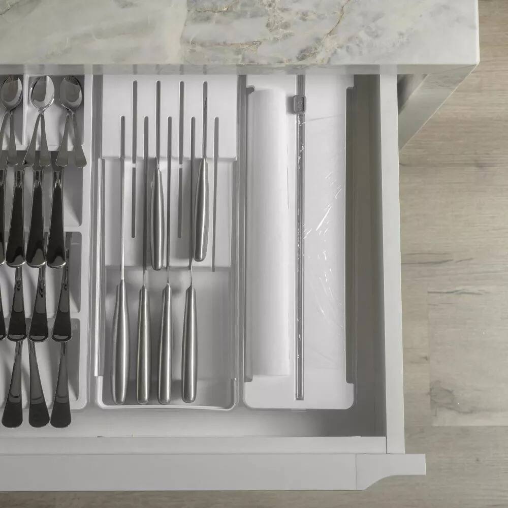 Alt View 1. OU - OU Aluminum Foil and Wrap Organizer with Cutter for 12" Roll, Plastic Wrap & Aluminum Foil Dispenser - White - White.