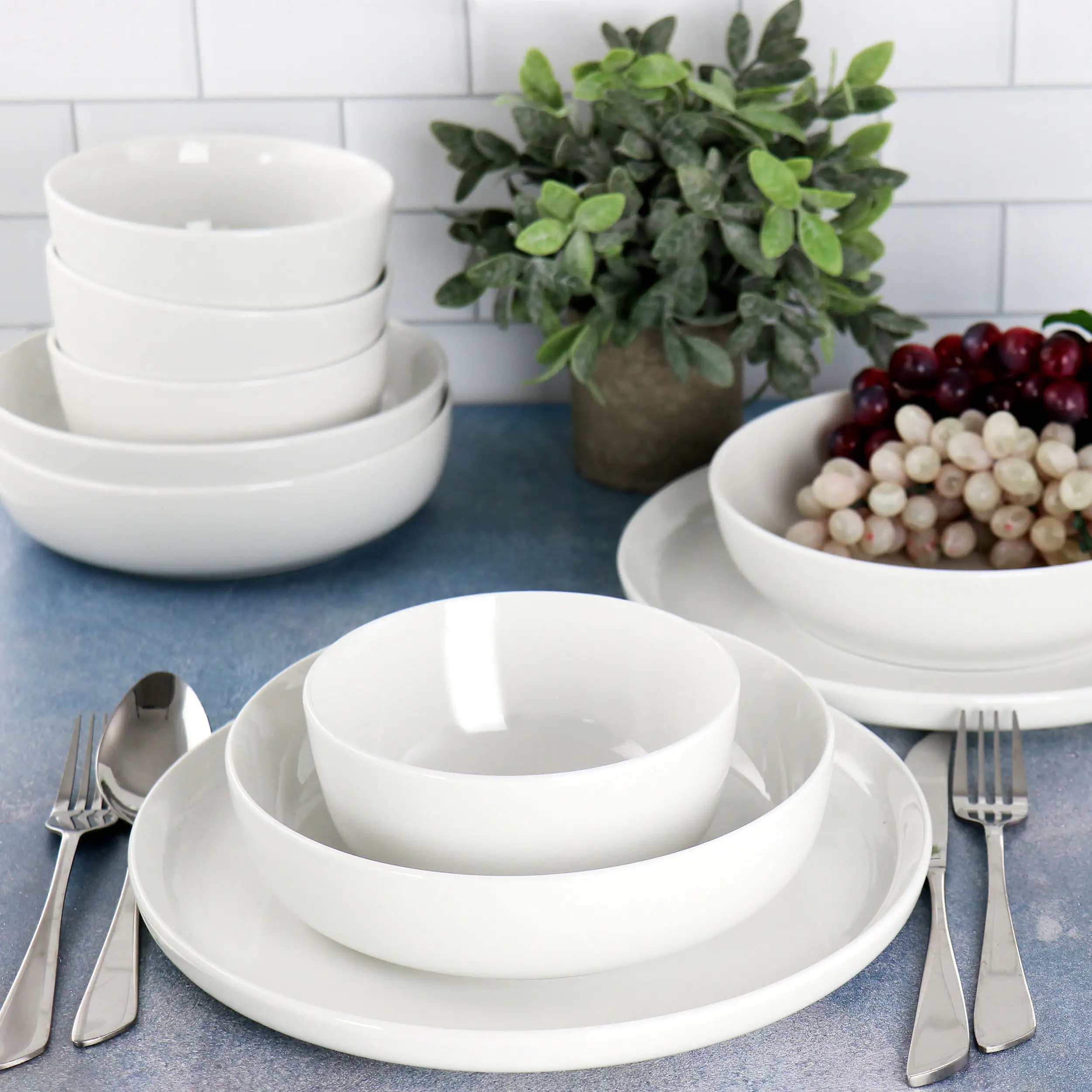Alt View 8. Gibson - Gibson Home Avisala 12 Piece Fine Ceramic Dinnerware Set in White - White.