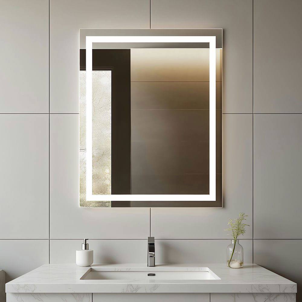 Alt View 7. Kadyn - 40x32 Inch Wide Frameless Rectangle LED Bathroom Mirror with Even Illumination.