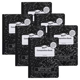 Pacon - Composition Books with Dry Erase Surfaces, Black Marble, 3/8" Ruled w/Margin , 100 Sheets/200 Pages, Pack of 6