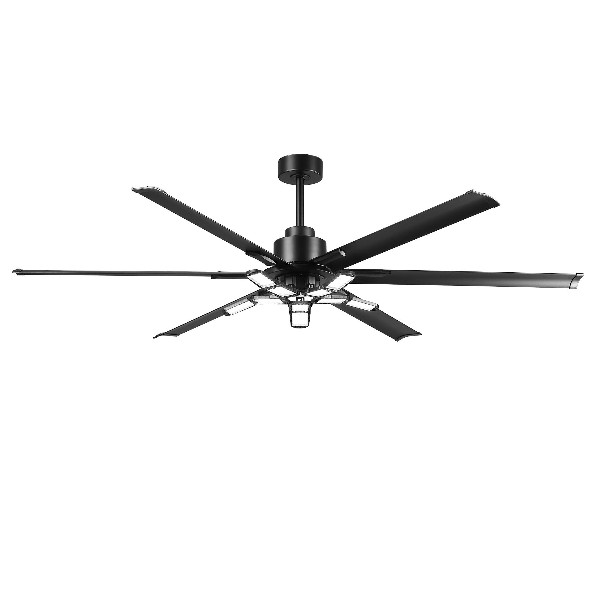 Alt View 7. Parrot Uncle - 84''Black Industrial HVLS Large Ceiling Fan with Foldable LED and Remote Control - Black.