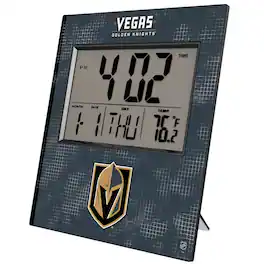 Keyscaper - Vegas Golden Knights Cross Hatch Digital Desk Clock - Multicolor
