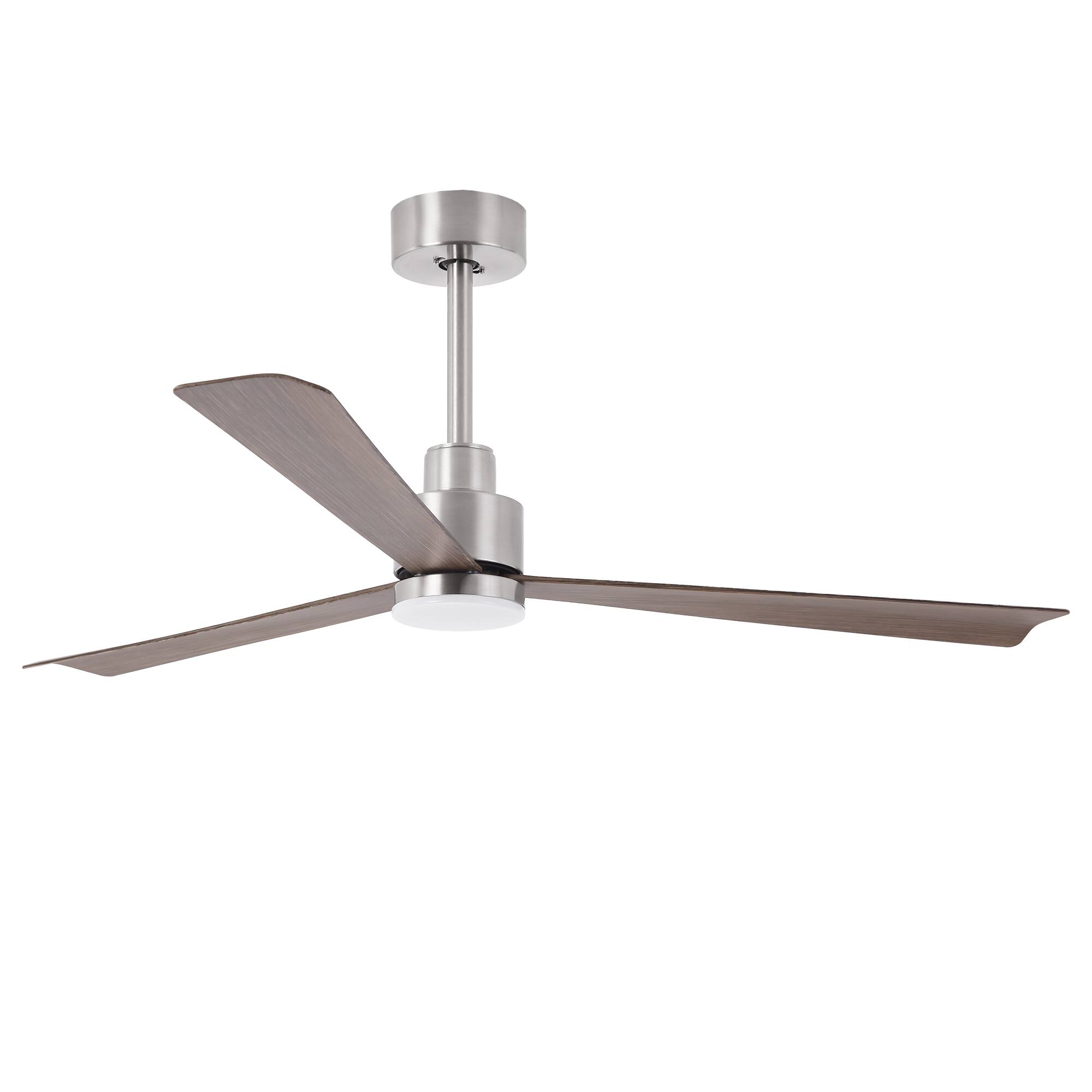 Alt View 9. Parrot Uncle - 52-Inch Modern Propeller Ceiling Fan with Dimmable LED Light, 6-Speed DC Motor, Remote Control - Nickel.